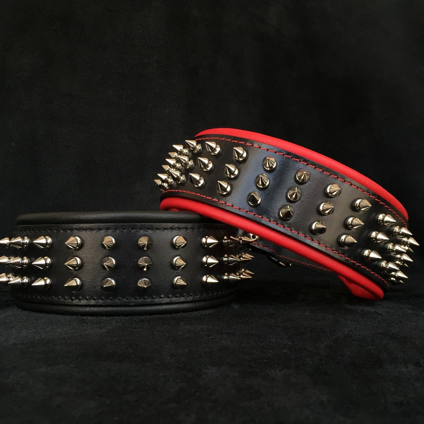 "Silver Giant" collar - PUNK ROCK PETSPET ARTIST 2" Wide Luxury Sharp Spiked Dog Collar, Durable Anti - Biting PU Leather Dog Collar for Large Dogs, Black, XL, Neck for 21 - 24"
