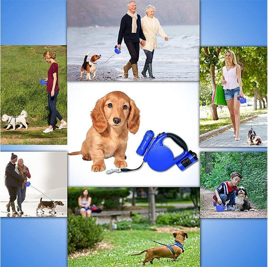 Nightwalk 4.5M Led Light And Waste Bag Dispenser Retractable Dog Leash - PUNK ROCK PETSPET ARTIST 2" Wide Luxury Sharp Spiked Dog Collar, Durable Anti - Biting PU Leather Dog Collar for Large Dogs, Black, XL, Neck for 21 - 24"