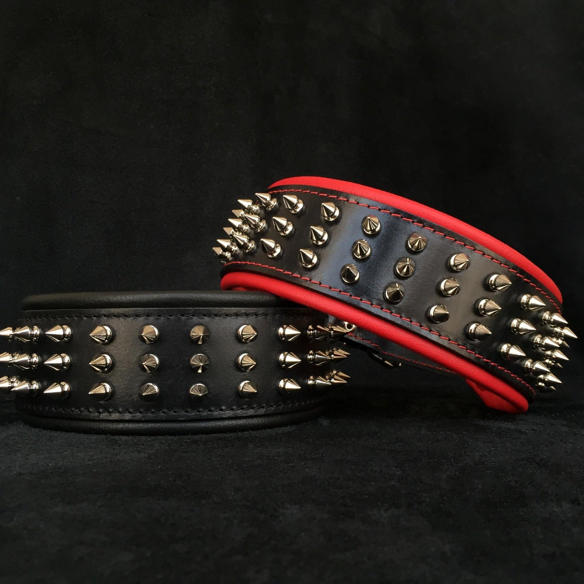 "Silver Giant" collar - PUNK ROCK PETSPET ARTIST 2" Wide Luxury Sharp Spiked Dog Collar, Durable Anti - Biting PU Leather Dog Collar for Large Dogs, Black, XL, Neck for 21 - 24"